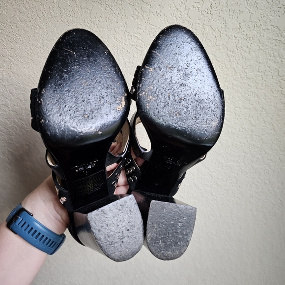 Marvin K Women's Black Leather Studded Sandals Size 8 designer, made in Italy - Picture 7 of 8